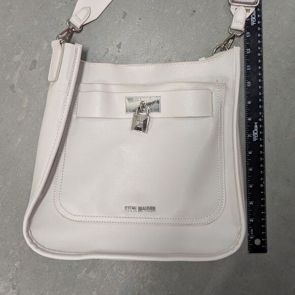 Steve Madden Crossbody Bag Cream Faux Leather Minimalist Chic Neutral Everyday